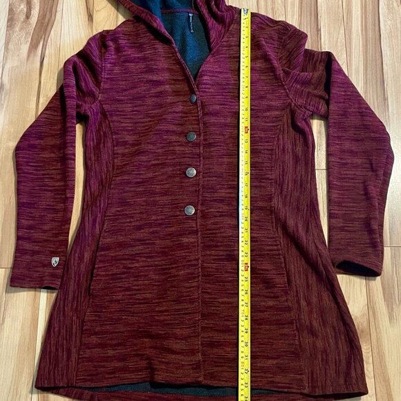Kuhl Isla Long Hoody Jacket Red Burnt Sierra Wool Blend Fleece, Size XL - Picture 10 of 10